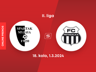 Spartak Myjava - FC Petržalka: ONLINE prenos zo zápasu 18. kola II. ligy. 