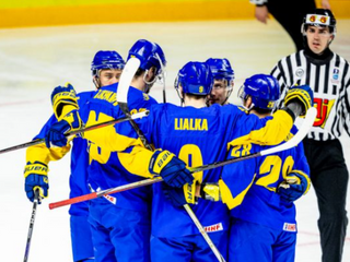 Ukrajinskí hokejisti na turnaji 1-B divízie MS v hokeji 2024.