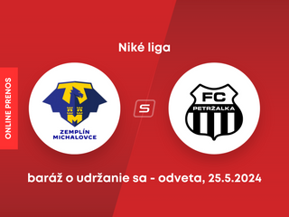 MFK Zemplín Michalovce - FC Petržalka: ONLINE prenos z odvety baráže o udržanie sa v Niké lige.