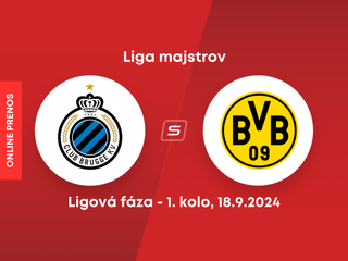 Club Bruggy - Borussia Dortmund: ONLINE prenos zo zápasu 1. kola ligovej fázy Ligy majstrov.