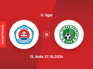 ŠK Slovan Bratislava B - FC Tatran Prešov: ONLINE prenos zo zápasu 12. kola II. ligy.