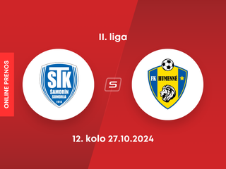 FC ŠTK 1914 Šamorín - FK Humenné: ONLINE prenos zo zápasu 12. kola II. ligy.