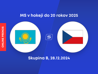 Kazachstan - Česko: ONLINE prenos zo zápasu skupiny B na MS v hokeji do 20 rokov 2025.