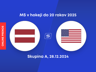 Lotyšsko - USA: ONLINE prenos zo zápasu skupiny A na MS v hokeji do 20 rokov 2025.