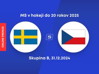 Švédsko - Česko: ONLINE prenos zo zápasu skupiny B na MS v hokeji do 20 rokov 2025.