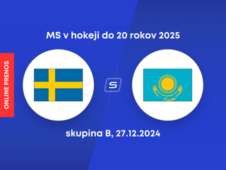 Švédsko - Kazachstan: ONLINE prenos z MS v hokeji do 20 rokov 2025.