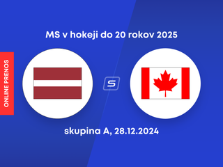 Lotyšsko - Kanada: ONLINE prenos z MS v hokeji do 20 rokov 2025.