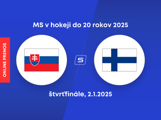 Slovensko - Fínsko: ONLINE prenos zo zápasu štvrťfinále na MS v hokeji do 20 rokov 2025.