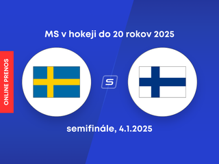 Švédsko - Fínsko: ONLINE prenos zo zápasu semifinále na MS v hokeji do 20 rokov 2025.