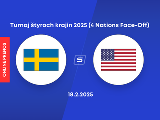 Švédsko - USA: ONLINE prenos zo zápasu Turnaja štyroch krajín 2025 (4 Nations Face-Off)