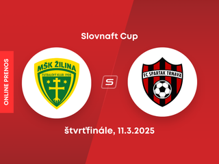 MŠK Žilina - FC Spartak Trnava: ONLINE prenos zo štvrťfinále Slovnaft Cupu.