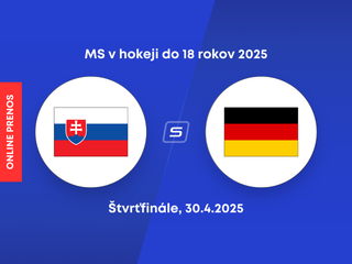 Slovensko - Nemecko: ONLINE prenos zo štvrťfinálového zápasu na MS v hokeji do 18 rokov 2025 (MS U18).