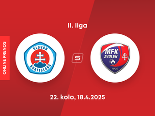 ŠK Slovan Bratislava B - MFK Zvolen: ONLINE prenos zo zápasu 22. kola II. ligy.