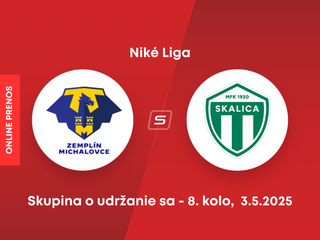 MFK Zemplín Michalovce - MFK Skalica: ONLINE prenos zo zápasu 8. kola skupiny o udržanie sa v Niké lige.