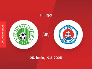 FC Tatran Prešov - ŠK Slovan Bratislava B: ONLINE prenos zo zápasu 25. kola II. ligy.