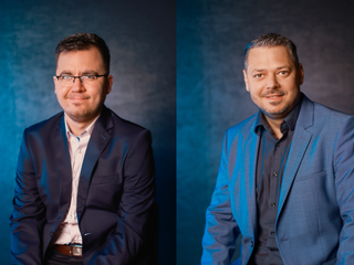 Komentátori Richard Weinfortner (vľavo) a Pavol Pindjak.