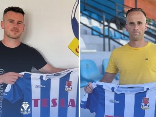 Jakub Straka a Patrik Košuda s dresom MŠK Tesla Stropkov.