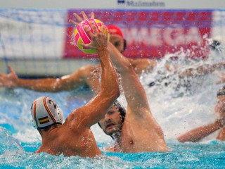 Fotka zo zápasu Španielsko - Maďarsko vo finále MS.