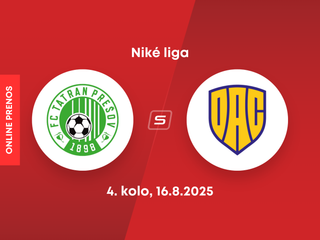 FC Tatran Prešov - FC DAC Dunajská Streda: ONLINE prenos zo zápasu 4. kola Niké ligy.