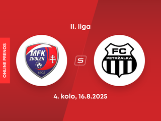 MFK Zvolen - FC Petržalka: ONLINE prenos zo zápasu 4. kola II. ligy.