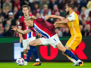 Erling Haaland počas zápasu Nórsko - Moldavsko.