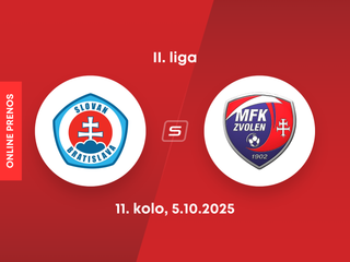 ŠK Slovan Bratislava B - MFK Zvolen: ONLINE prenos zo zápasu 11. kola II. ligy.