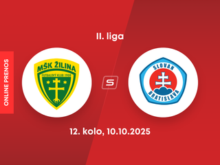 MŠK Žilina B - ŠK Slovan Bratislava B: ONLINE prenos zo zápasu 12. kola II. ligy.