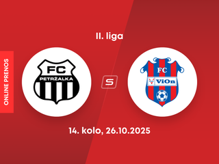 FC Petržalka - FC ViOn Zlaté Moravce: ONLINE prenos zo zápasu 14. kola II. ligy.