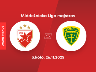 Crvena Zvezda Belehrad - MŠK Žilina: ONLINE prenos z mládežníckej Ligy majstrov.