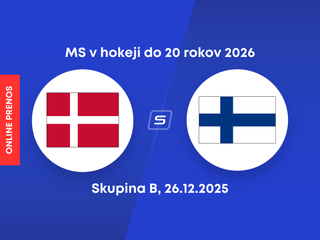 Dánsko - Fínsko: ONLINE prenos zo zápasu skupiny B na MS v hokeji do 20 rokov 2026.