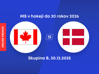Kanada - Dánsko: ONLINE prenos zo zápasu skupiny B na MS v hokeji do 20 rokov 2026.