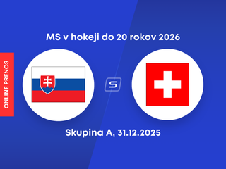 Slovensko - Švajčiarsko, ONLINE prenos z MS v hokeji do 20 rokov 2026 (U20).