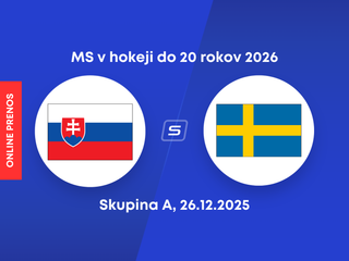 Slovensko - Švédsko: ONLINE prenos zo zápasu skupiny A na MS v hokeji do 20 rokov 2026.