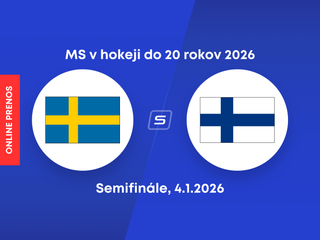 Švédsko - Fínsko, ONLINE prenos zo semifinále MS v hokeji do 20 rokov 2026 (U20).