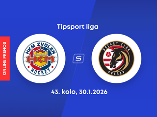 HKM Zvolen - HC Prešov: ONLINE prenos zo zápasu 43. kola Tipsport ligy.