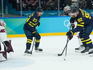 Sweden's Gabriel Landeskog (92) scores his side's second goal during a men's ice hockey qualification playoff game between Sweden and Latvia at the 2026 Winter Olympics, in Milan, Italy, Tuesday, Feb. 17, 2026. (AP Photo/Petr David Josek)

- 2026 Winter Olympic Games;Winter Olympic games;Olympic games;Sports;Events;XXV Olympiad;Olympics 2026;Milan Cortina Olympics;Winter Olympics 2026;Milan Cortina Winter Olympics;2026 Milan Cortina Olympic Games;Olympics;Winter Games