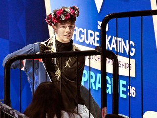 Adam Hagara po voľnej jazde na MS v krasokorčuľovaní 2026. 