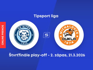 HK Nitra - HK Dukla Michalovce: ONLINE prenos z 2. zápasu štvrťfinále play-off Tipsport ligy.