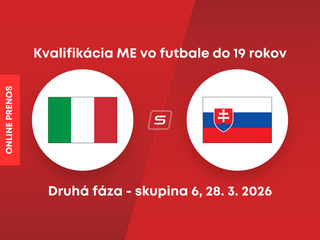 Slovensko - Taliansko. ONLINE prenos zo zápasu druhej fázy kvalifikácie ME 2026 hráčov do 19 rokov vo futbale.