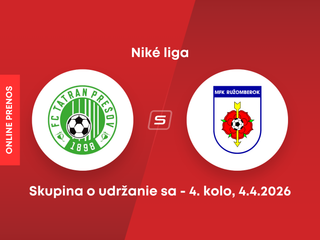 FC Tatran Prešov - MFK Ružomberok: ONLINE prenos zo zápasu 4. kola skupiny o udržanie sa v Niké lige.