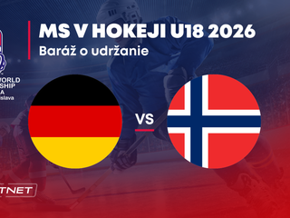 Nemecko - Nórsko: ONLINE prenos z baráže o udržanie sa na MS v hokeji do 18 rokov 2026 (MS U18).