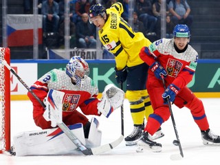 Momentka zo zápasu Česko - Švédsko na MS v hokeji 2026. 