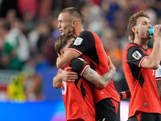 Austria's Romano Schmid (18) celebrates after scoring his side's opening goal with Austria's Sasa Kalajdzic (14) during the World Cup Group J soccer match between Austria and Jordan in Santa Clara, Calif., near San Francisco, Tuesday, June 16, 2026. (AP Photo/Eugene Hoshiko)

- Canada26
- Canada2026
- FIFA
- Mexico26
- Mexico2026
- soccer
- USA26
- USA2026
- worldcup
- worldcup26
- WorldCup2026
- futbol
- Canada26
- Canada2026
- FIFA
- Mexico26
- Mexico2026
- soccer
- USA26
- USA2026
- worldcup
- worldcup26
- WorldCup2026
- futbol
