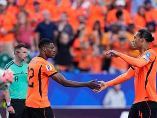 Netherlands' Virgil van Dijk, right, celebrates with Denzel Dumfries after teammate Cody Gakpo scored their side's third goal during the World Cup Group F soccer match between the Netherlands and Sweden in Houston, Saturday, June 20, 2026. (AP Photo/Ashley Landis)

- Canada26
- Canada2026
- FIFA
- Mexico26
- Mexico2026
- soccer
- USA26
- USA2026
- worldcup
- worldcup26
- WorldCup2026
- futbol
- Canada26
- Canada2026
- FIFA
- Mexico26
- Mexico2026
- soccer
- USA26
- USA2026
- worldcup
- worldcup26
- WorldCup2026
- futbol