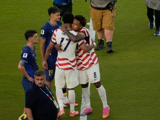 United States' Weston McKennie (8) and Malik Tillman (17) embrace after a win during the World Cup round of 32 soccer match between the United States and Bosnia in Santa Clara, Calif., near San Francisco, Wednesday, July 1, 2026. (AP Photo/Jeff Chiu)

- Canada26
- Canada2026
- FIFA
- Mexico26
- Mexico2026
- soccer
- USA26
- USA2026
- worldcup
- worldcup26
- WorldCup2026
- futbol
- Canada26
- Canada2026
- FIFA
- Mexico26
- Mexico2026
- soccer
- USA26
- USA2026
- worldcup
- worldcup26
- WorldCup2026
- futbol
