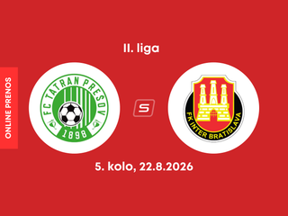 FC Tatran Prešov - FK Inter Bratislava: ONLINE prenos zo zápasu 5. kola II. ligy.