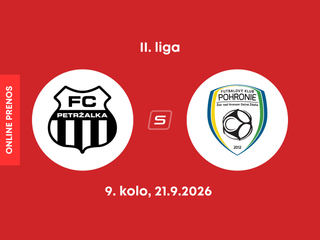 FC Petržalka - FK Pohronie: ONLINE prenos zo zápasu 9. kola II. ligy.