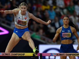 Emma Zapletalova, of Slovakia clears the final barrier on her way to winning a women's 400 meters hurdles semifinal during the World Athletics Ultimate Championship in Budapest, Hungary, Saturday, Sept. 12, 2026. (AP Photo/Denes Erdos)