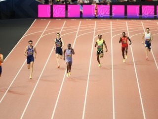 Athletes compete in the mixed 4 X 400 meters relay during the World Athletics Ultimate Championship in Budapest, Hungary, Sunday, Sept. 13, 2026. (AP Photo/Armin Durgut)