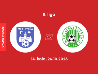 MFK Bytča - FC Tatran Prešov: ONLINE prenos zo zápasu 14. kola II. ligy.
